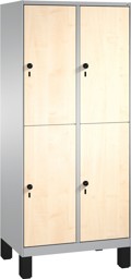 Zeige Details für Garderobenschrank doppelstöckig, 4 Fächer S3000 Evolo mit 300 mm breiten MDF-Dekortüren, mit Füßen Bild von Garderobenschrank doppelstöckig, 4 Fächer S3000 Evolo mit 300 mm breiten MDF-Dekortüren, mit Füßen